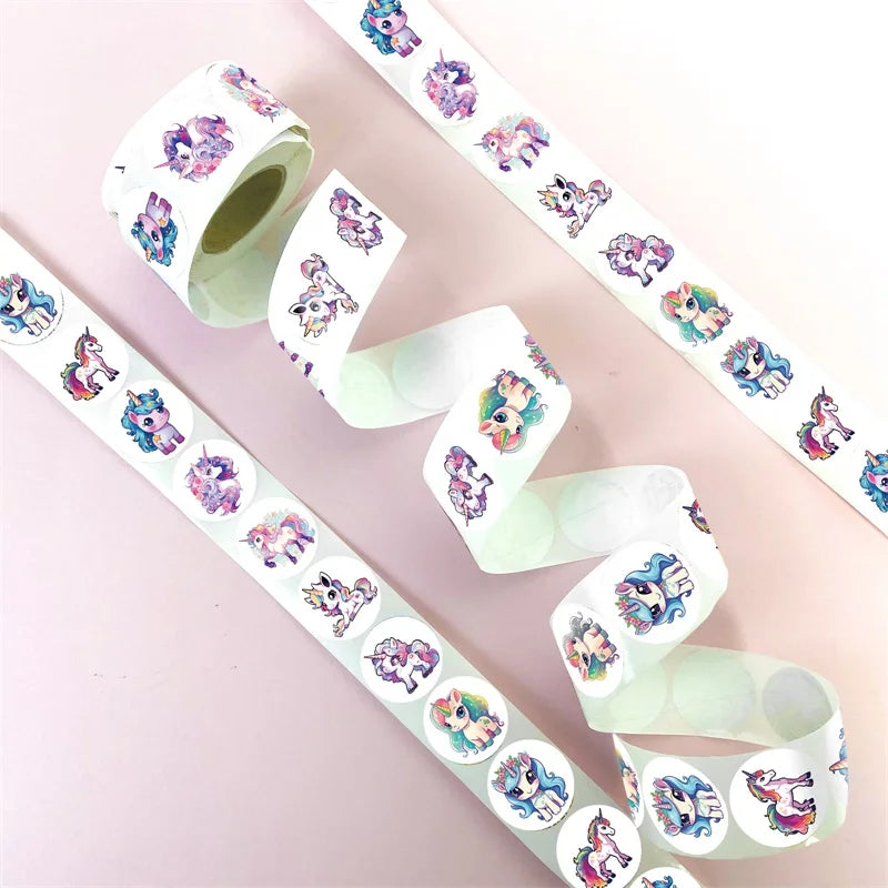 500PCS Kawaii Unicorn Sticky Paper Sticker Labels Thank You Sticker Sealing DIY Decoration Scrapbooking Stationery Supplies