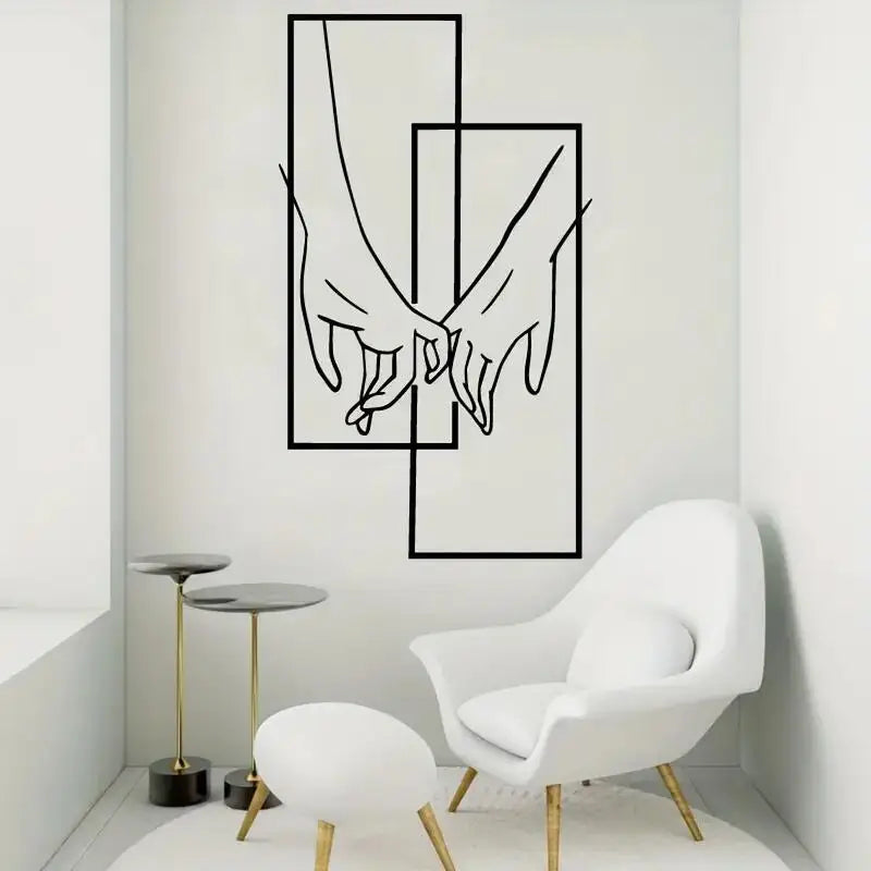 1pc Men And Women Holding Hands Couple Love Art Poster, Vinyl Wall Sticker, For Porch Bedroom Modern Abstract Art Decor