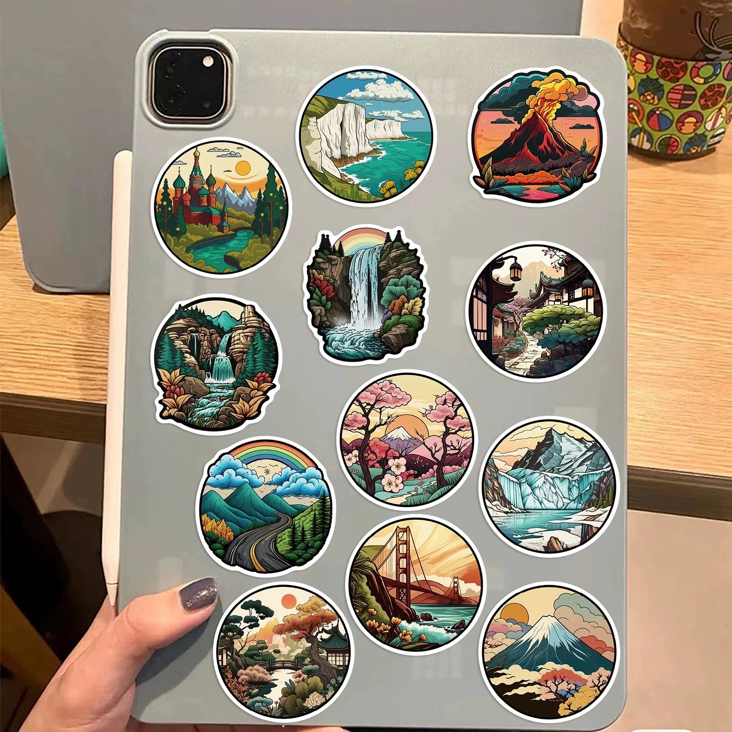 50/100PCS Cartoon Outdoor Landscape Graffiti Stickers Decoration Guitar Notebook Luggage DIY Reward Stickers