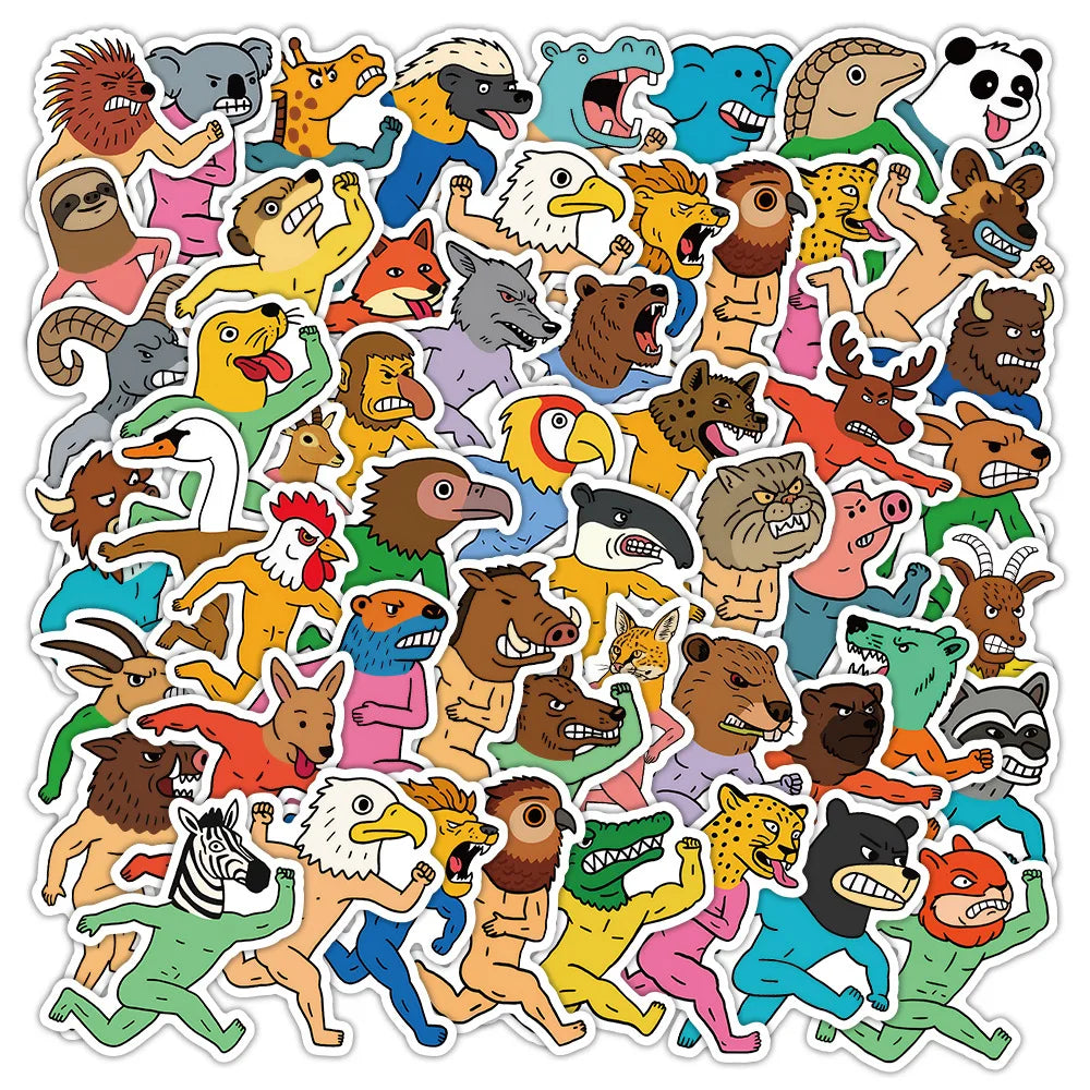 50/100PCS Animal Freak Sticker Animal Race Running Creative Water Cup Computer Decoration Stickers