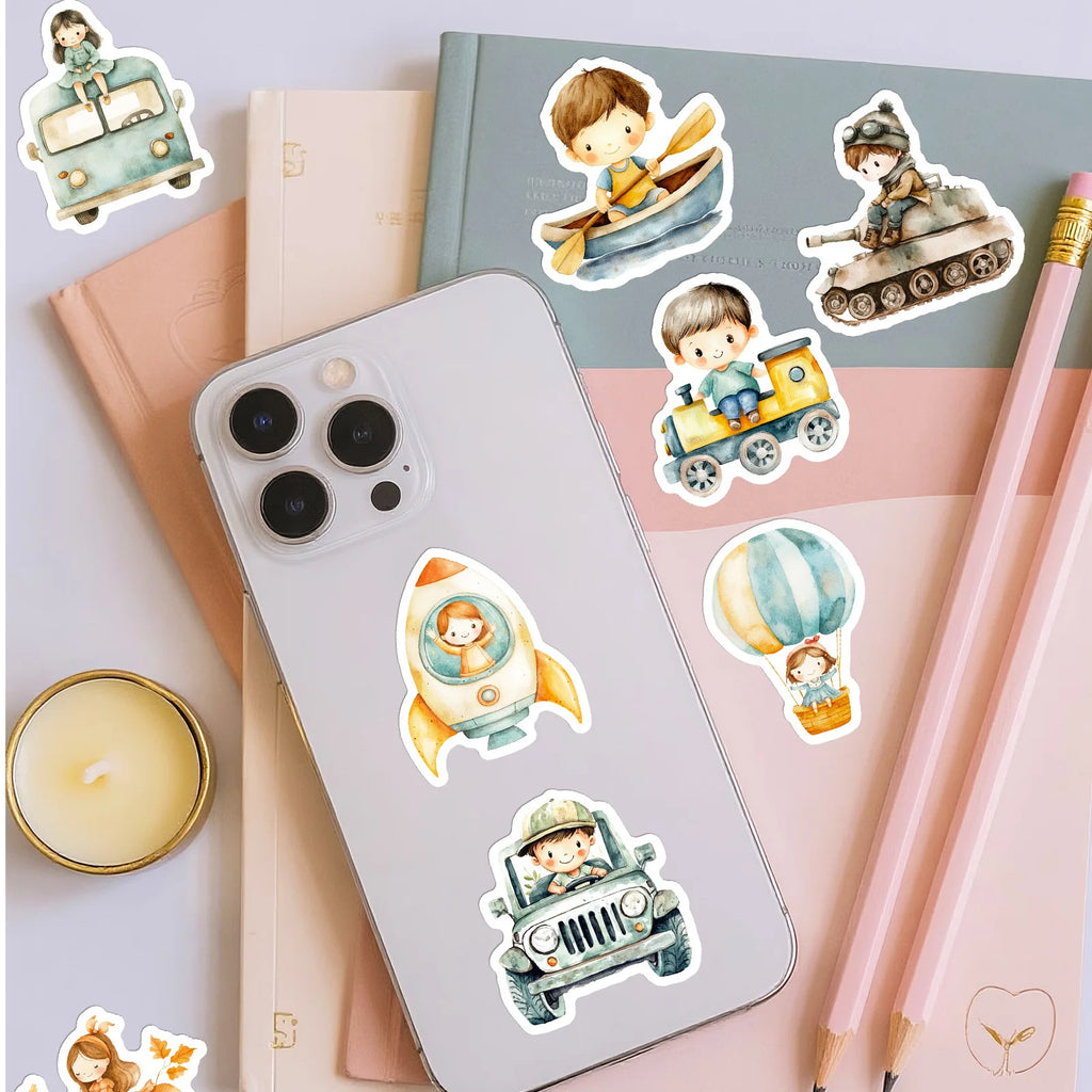 56pcs Fairy Tale Style Children's Daily Doodle Stickers DIY Decorations for Guitar Mobile Phone Case Notebook Student Stationery