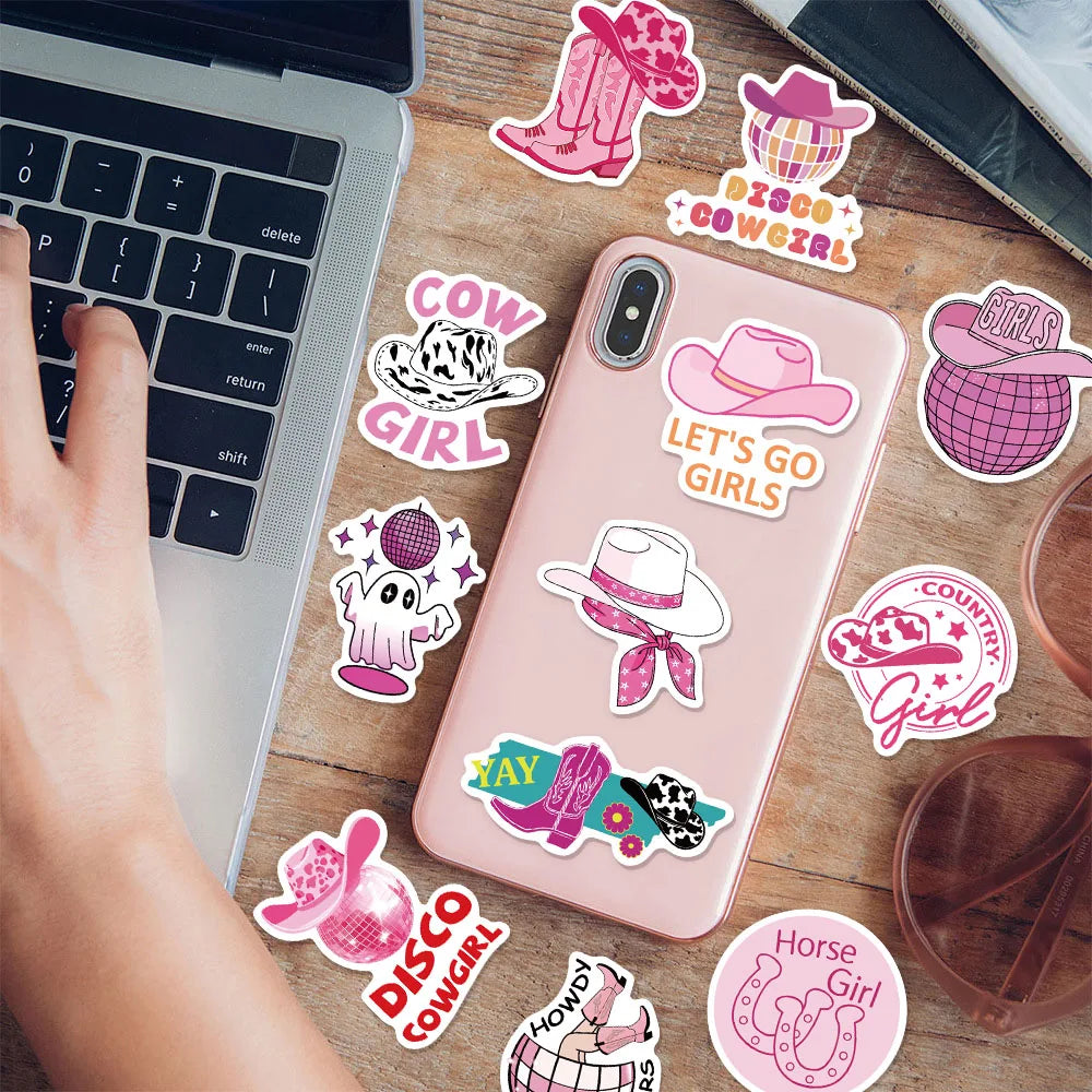 50PCS Disco Cowgirl Creative Decorative Stickers Phone Cases Laptop Cups Speaker Toys Stickers