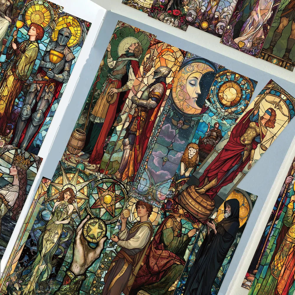 30pcs Stained Glass Tarot Bookmarks Ins Bookmarks Student Stationery DIY Reading Bookmark Cards