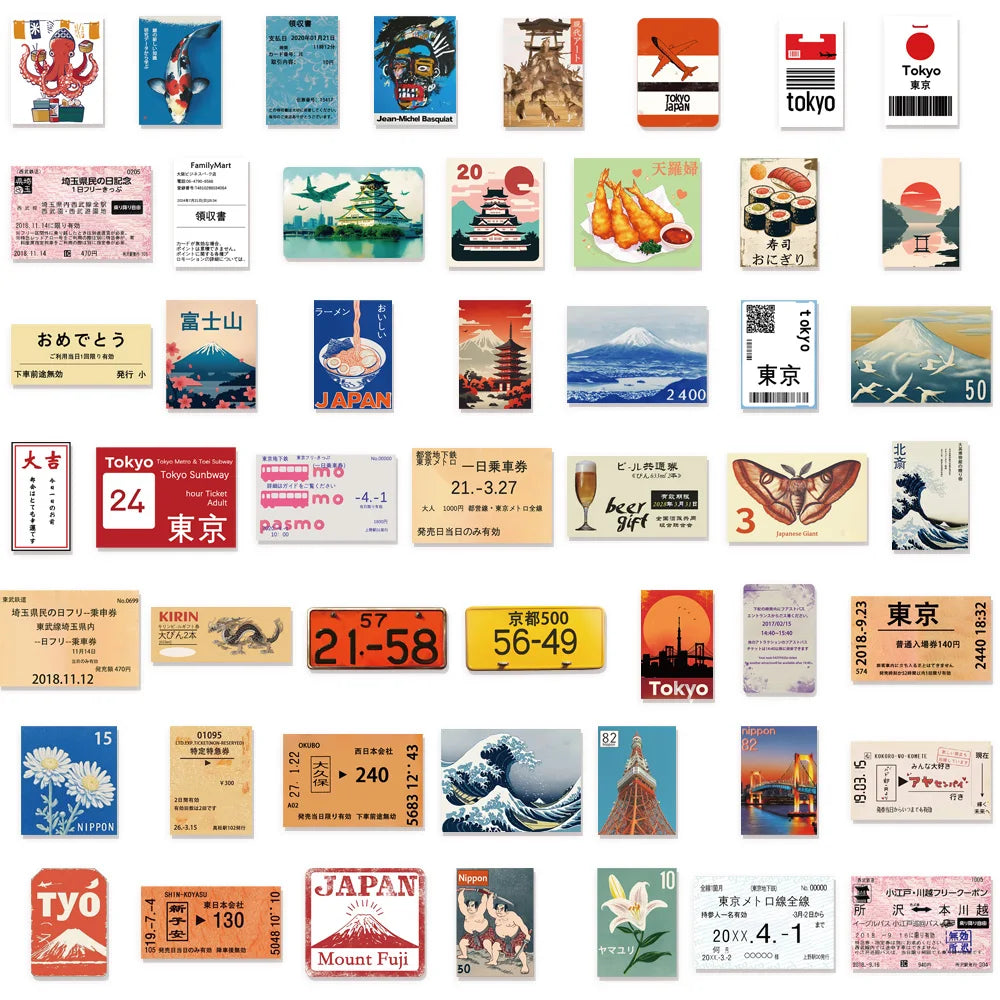 50PCS Japanese Tourism Culture Tags Creative Graffiti Stickers DIY Luggage Laptop Water Cup Computer Waterproof Toy Stickers