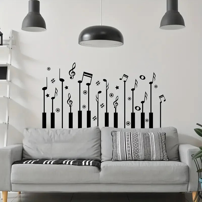 1pc Creative Wall Sticker, Music Note Piano Pattern Self-Adhesive Wall Stickers, Bedroom Entryway Living Room Porch Home Decorat