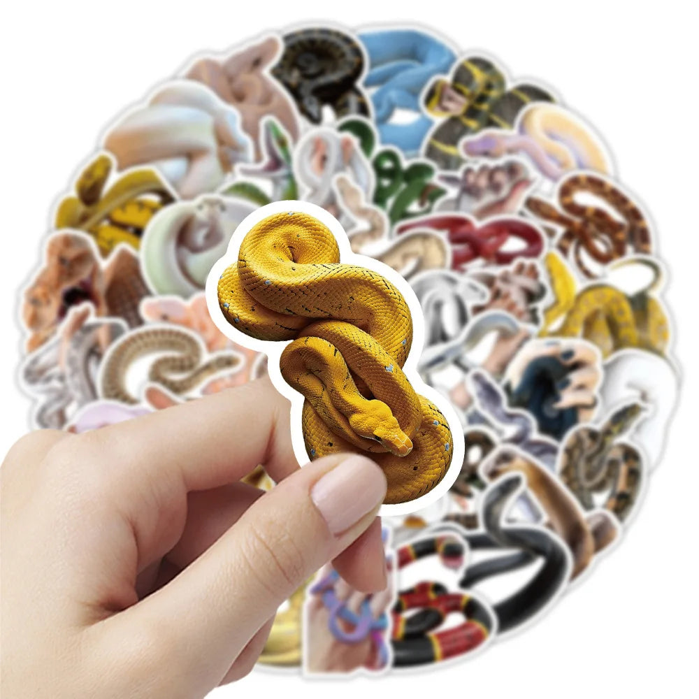 50/100 Pcs Realistic HD Various Snake Theme Stickers Waterproof Sunproof Thick for Stationery Box Helmet Skate Phone Laptop Car