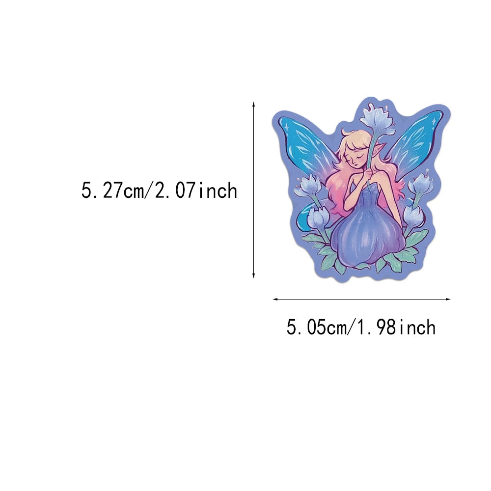 50PCS Flower Fairy Beautiful Cartoon Stickers DIY Scrapbook Phone Case Laptop Tablet Decorative Stickers