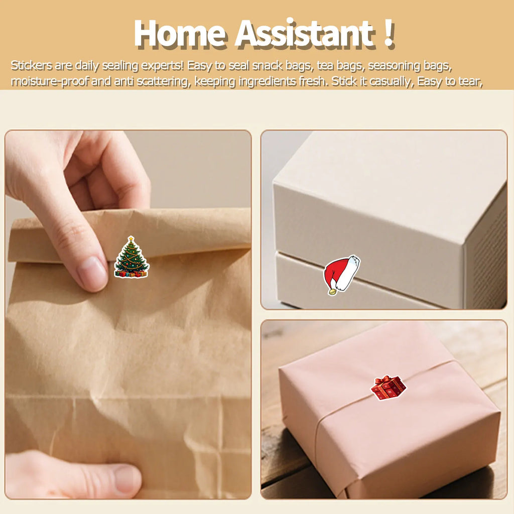 1Roll(500Pcs)10 Irregular Classic Christmas Stickers 2.5cm/1'' DlY Craft Decoration Festival Sealing Scrapbook Gift Labels