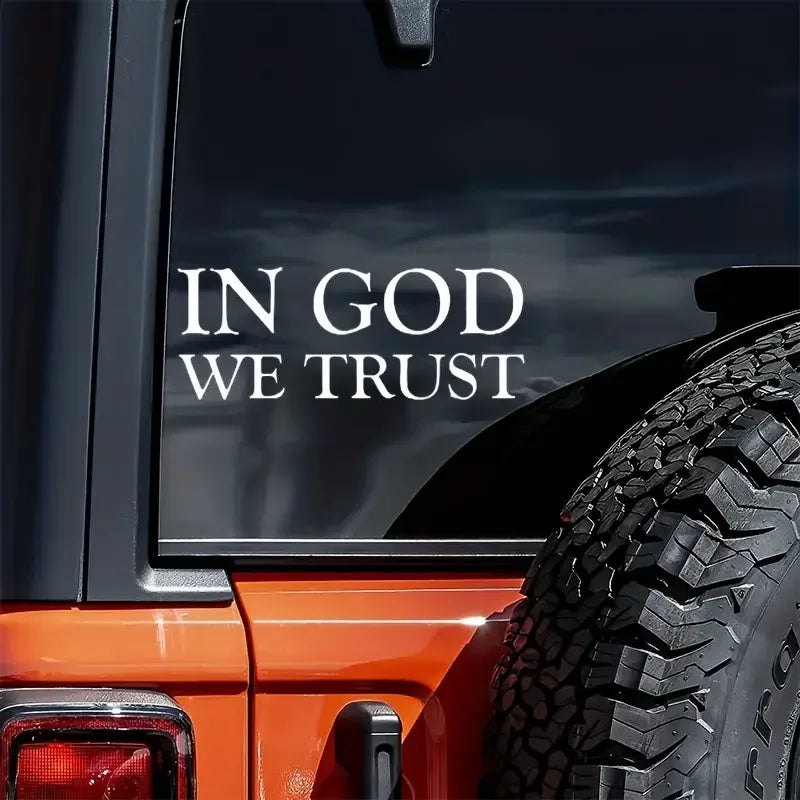 8 Inch Engraved Skeleton Letter Decal, IN GOD WE Trust Decal, Vinyl Decal For Cars, Trucks, Laptops, Sticker For Smooth Surface