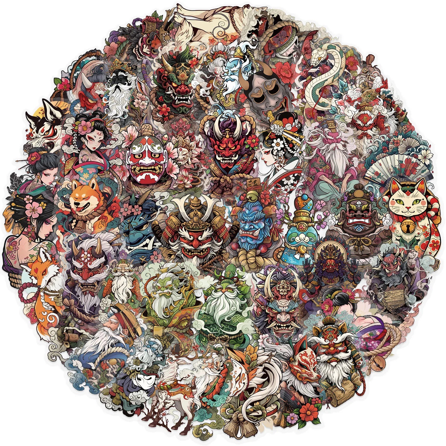 50/100pcs Transparent Japanese Tattoo Art Stickers - Waterproof PET Decals for Scrapbooking, Guitar & Laptop Decoration