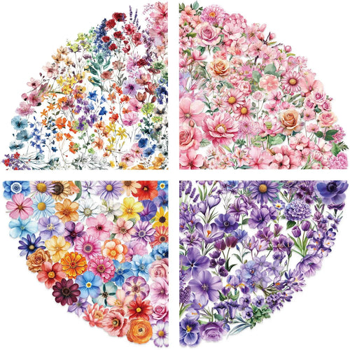 200PCS Cartoon Transparent PET Plastic Beautiful Flower Graffiti Stickers Luggage Guitar Notebook Stationery Decor Waterproof