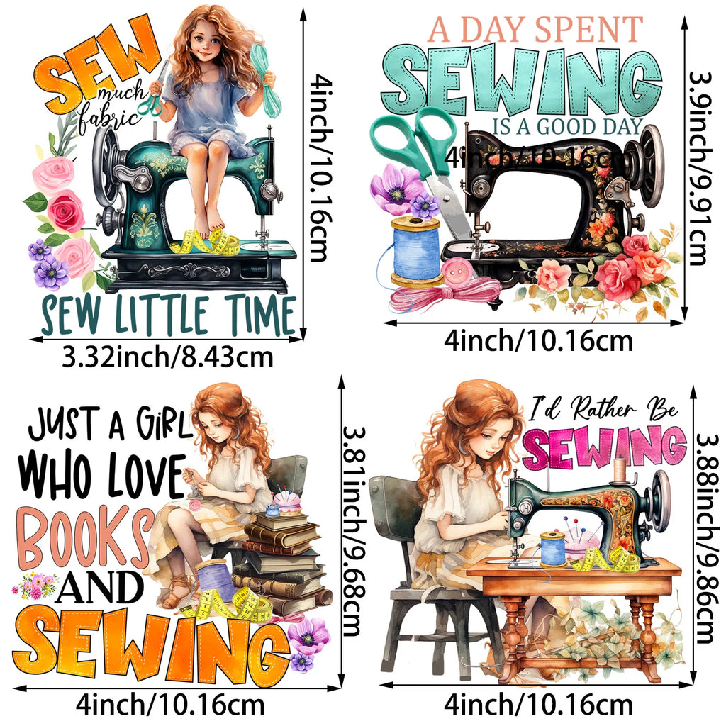 4/12 sheet Sewing Machine DIY Theme Iron-On Applique Patches T-shirt Heat Transfer DIY Clothing, T-shirts, Mask, Jeans, Backpack