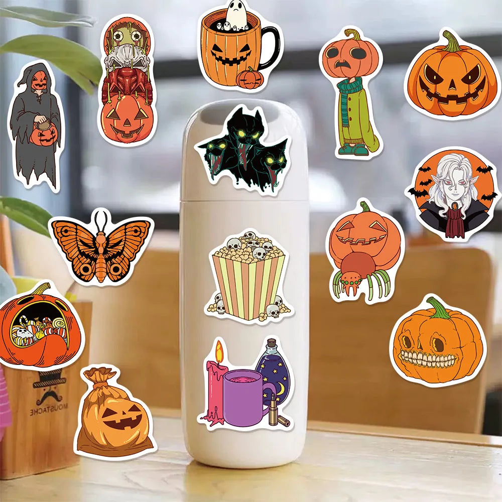 50PCS Halloween Ghost Fun Stickers DIY Computer Scrapbook Refrigerator Phone Case Speaker Guitar Toy Stickers