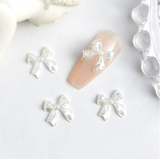 Pink ice-transparent Ribbon Bow Nail Art Accessories Shiny BowKont Resin Nail Charms DIY Manicure Design Nail Decorations Parts