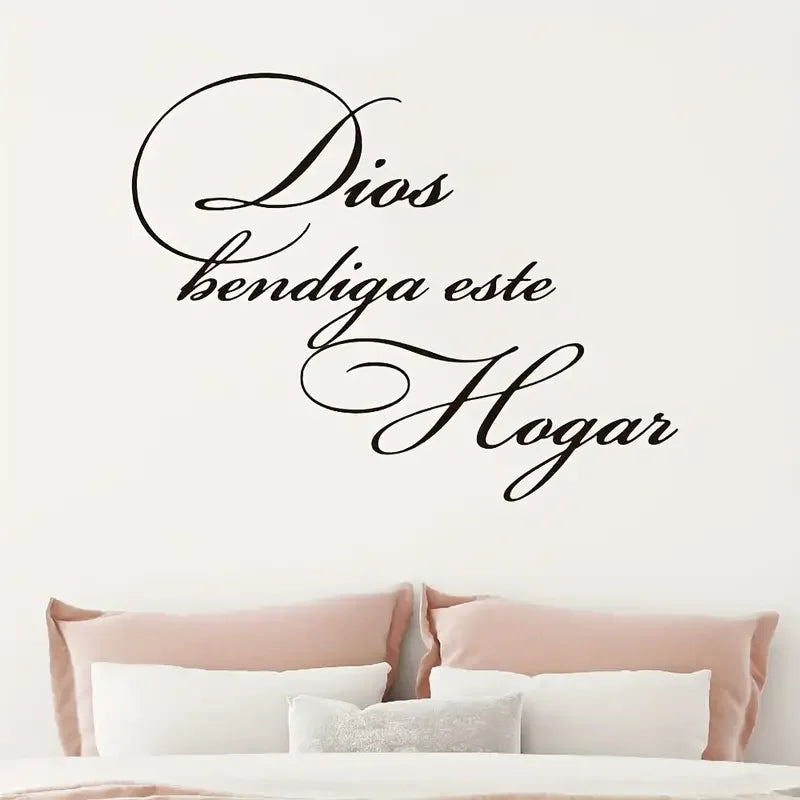 1pc Wall Stickers, Spanish Quote Christian Wall Sticker, Dios Bendiga Este Hogar, Vinyl Wall Sticker, Art Wall Decals, Home Deco