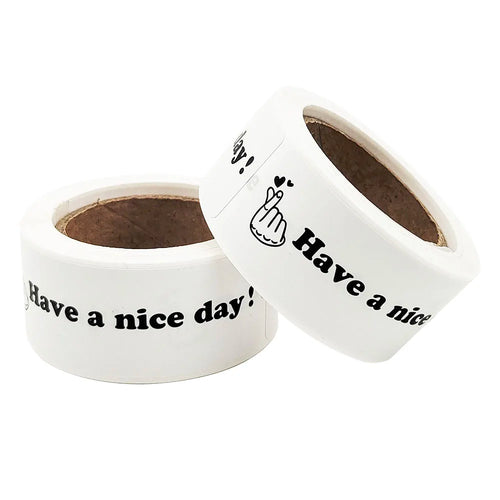 120Pcs/Roll Have a Nice Day Hand Heart Stickers 1*3inch 3 Designs Diy Office index label Adorn Gifts, Notebook, Package Seal
