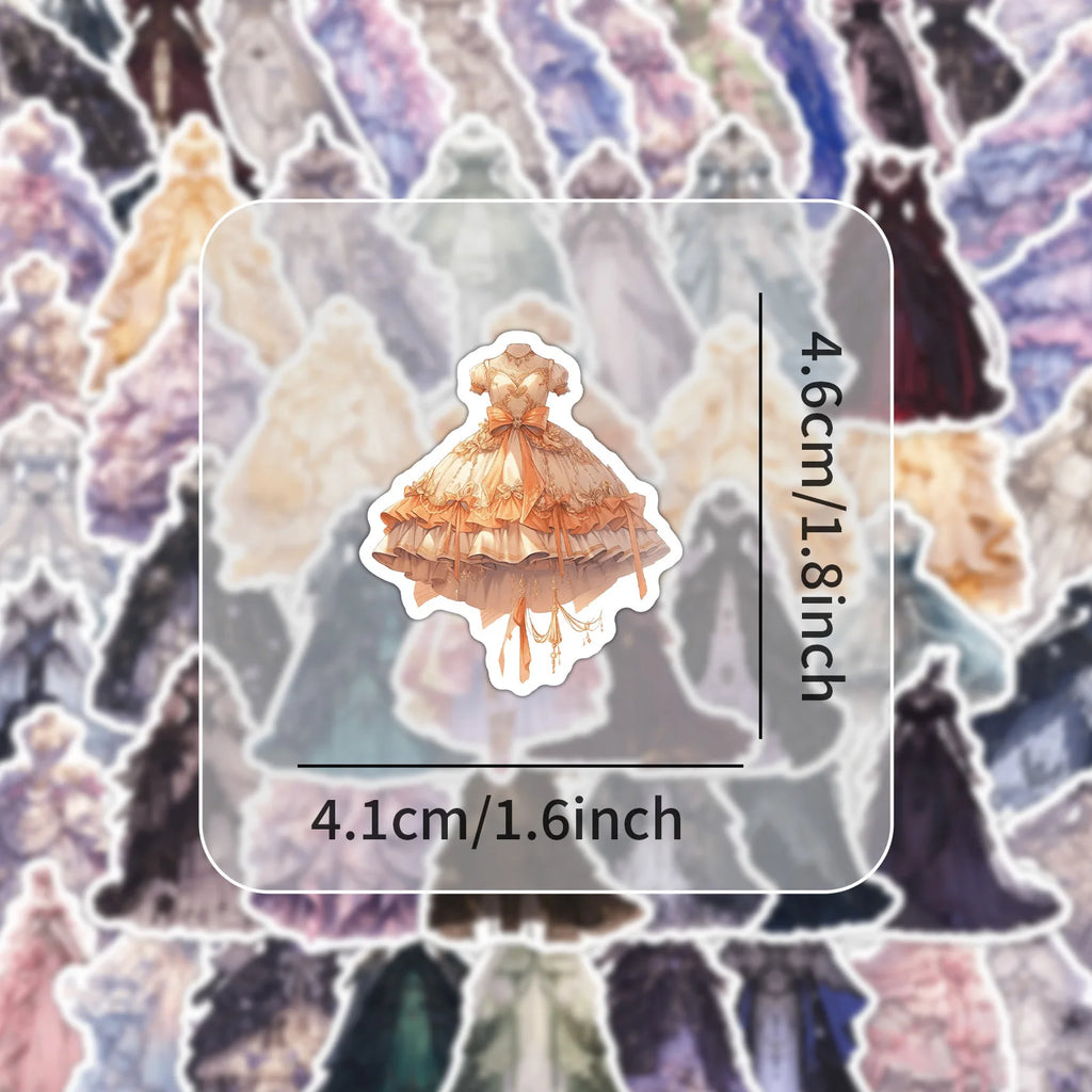 50 Pcs Princess Dress/Cartoon Ballet Animals Stickers Elegant Fashion Waterproof Decorative Stickers Decals