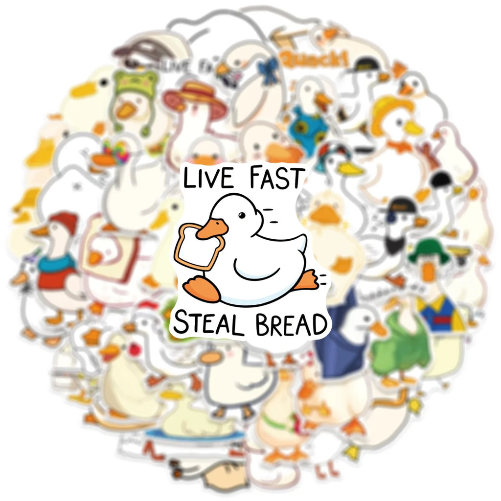 50-Pack Cute Cartoon Duck Creative Stickers DIY Mobile Desktop Organizer Stationery Notebook Decorative Stickers
