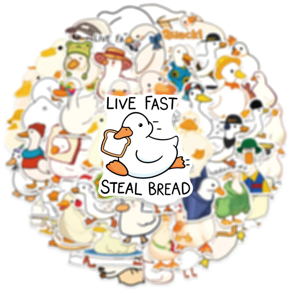 50-Pack Cute Cartoon Duck Creative Stickers DIY Mobile Desktop Organizer Stationery Notebook Decorative Stickers