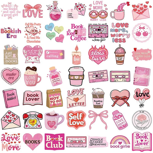 10/30/50PCS Cartoon Pink Love PVC Sticker Aesthetic Children's Stationery Sticky DIY Decoration Scrapbooking School Supplies