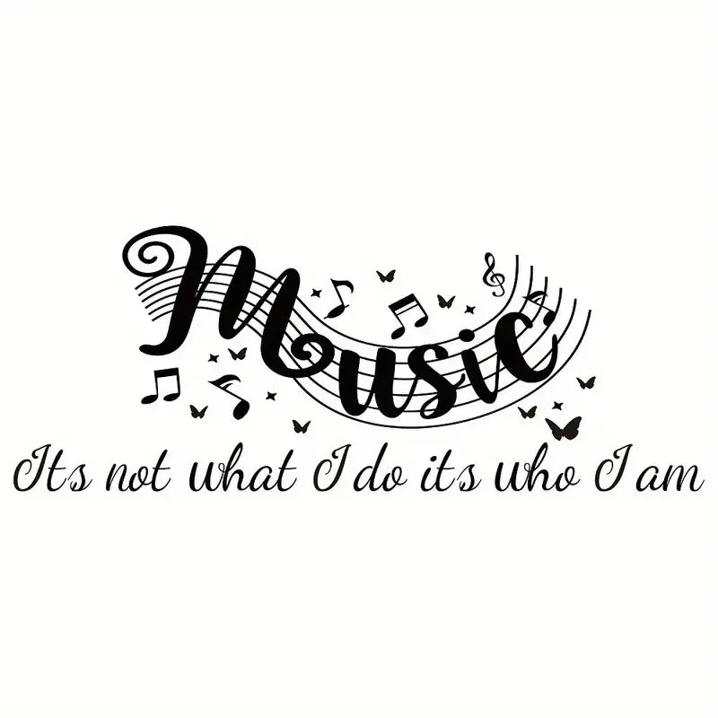 Black Musical Note Wall Decal - PVC Sticker for Living Room & Bedroom Decor, 11.81x31.10 inches, Wall Stickers, 300x790mm