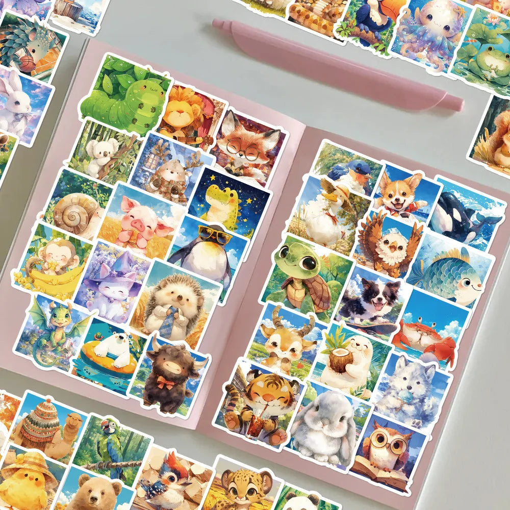 50/100PCS Animal World Stationery Decoration Stickers Laptop Handbooks Mobile Waterproof DIY Stickers