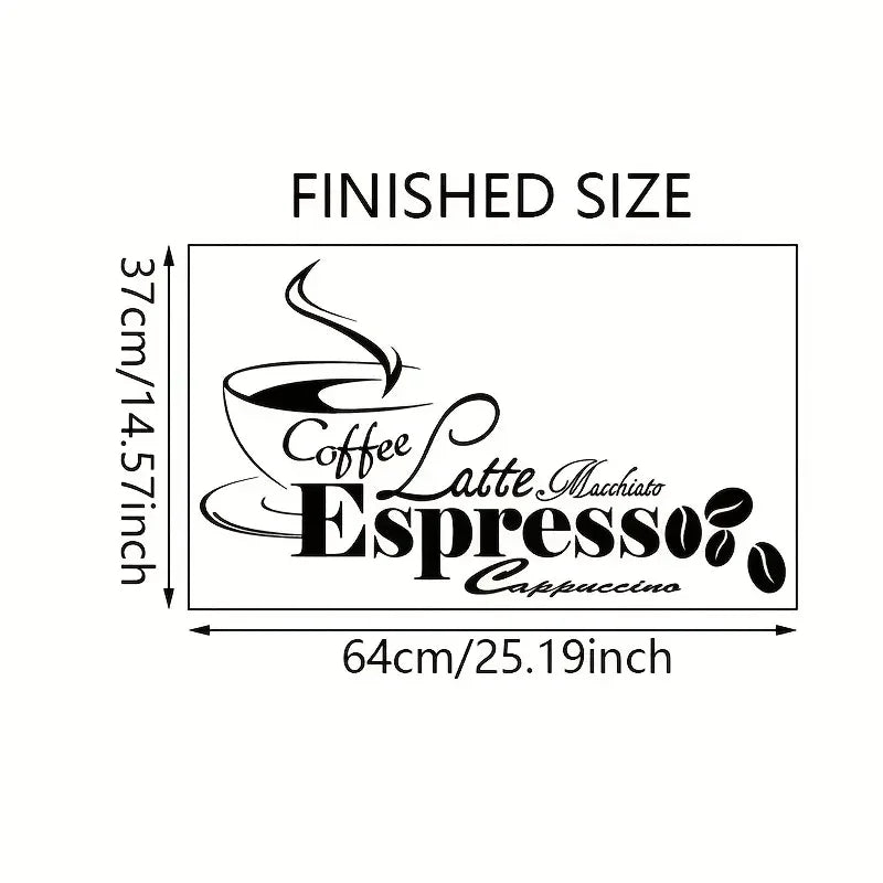 A Removable Self-Adhesive Wall Sticker with a Coffee Theme, Suitable for Decorating The Bedroom, Hallway, Living Room, And Porch