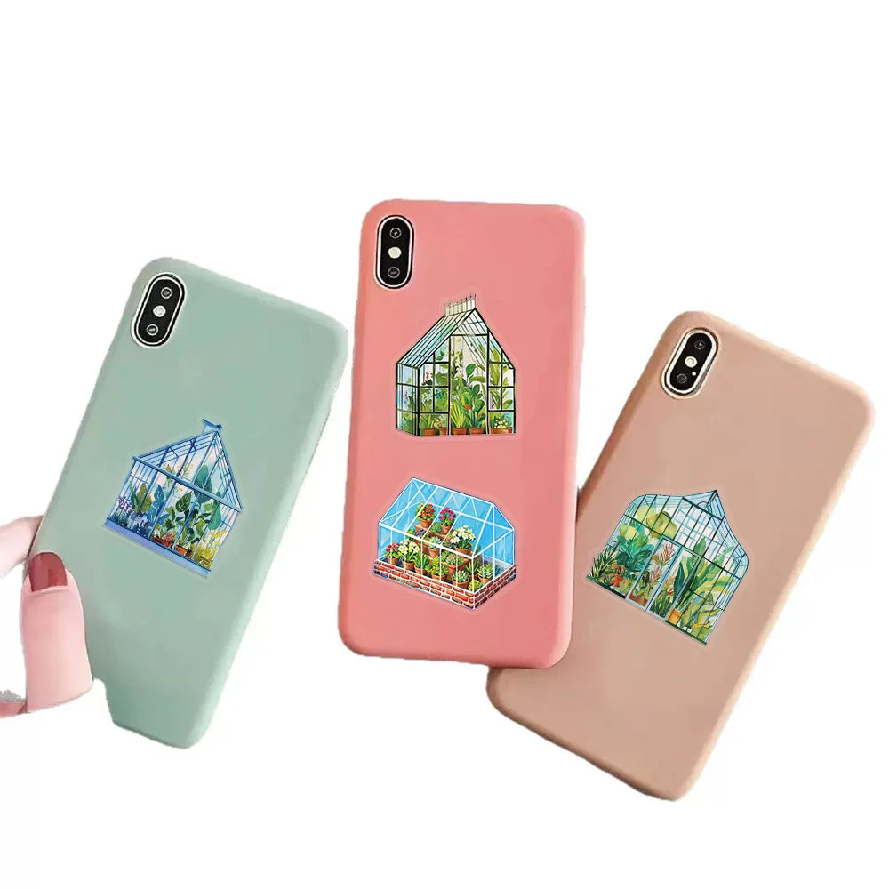 50PCS Creative Greenhouse Flower Decoration Stickers DIY Graffiti Skateboard Phone Case Tablet Electronic Stickers
