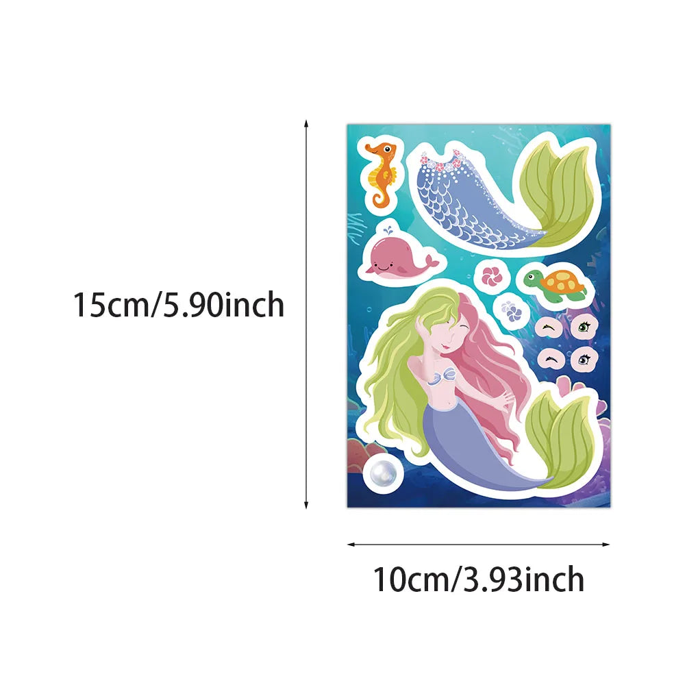 8/16PCS Creative Mermaid Sticker diy Notebook Handbook Sticker Material Sticker