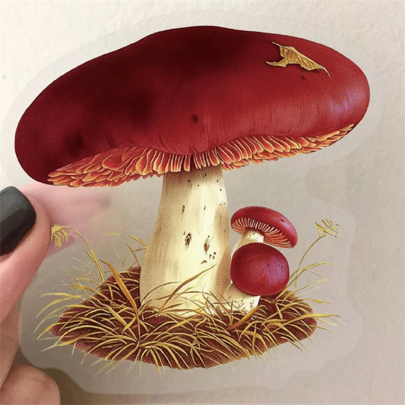 50PCS Vintage Red Mushroom PET Sticky Sticker Aesthetic Stationery DIY Decoration Scrapbooking School Supplies for Kids