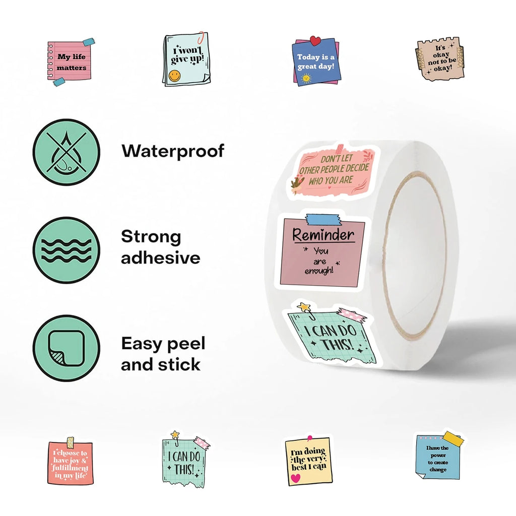 500pcs Self Affirmation Motivational Stickers For DIY Diary Scrapbooking Decoration,Envelopes Seals，2.5*2.5CM