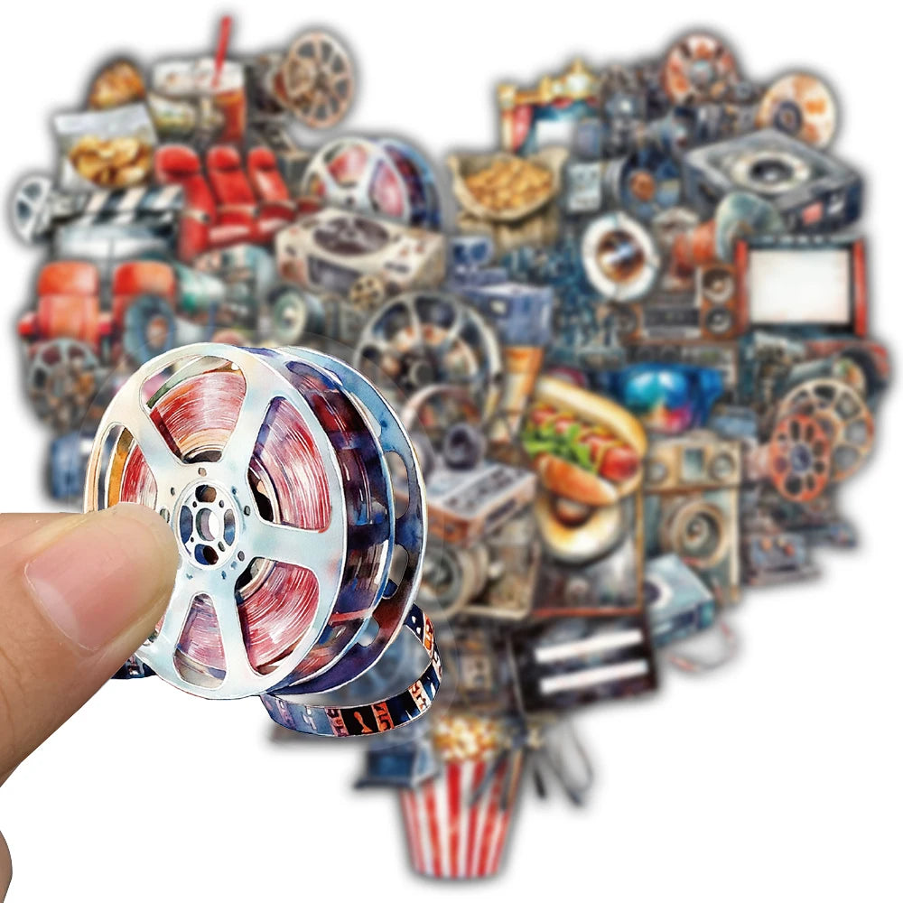 50/100Pcs Movie Projector Stickers Bicycle Coffee Harajuku Coffee Room Waterproof Stationary Laptop Luggage Skateboard Decals