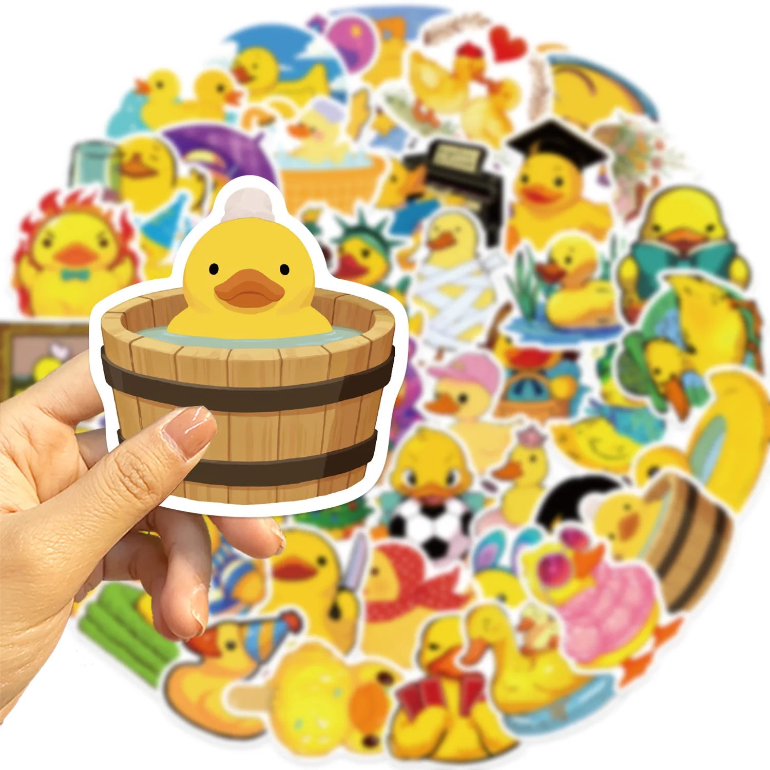 50 Pcs Yellow Duck Stickers Cute Duck Stickers Gifts for Water Bottles, Duck Vinyls Stickers Decal Waterproof Bottles Sticker