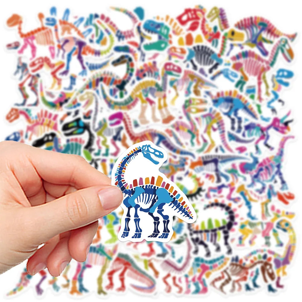 50PCS Colorful Dinosaur Dragon Bone Stickers Luggage Laptop Water Cup Stationery Stickers