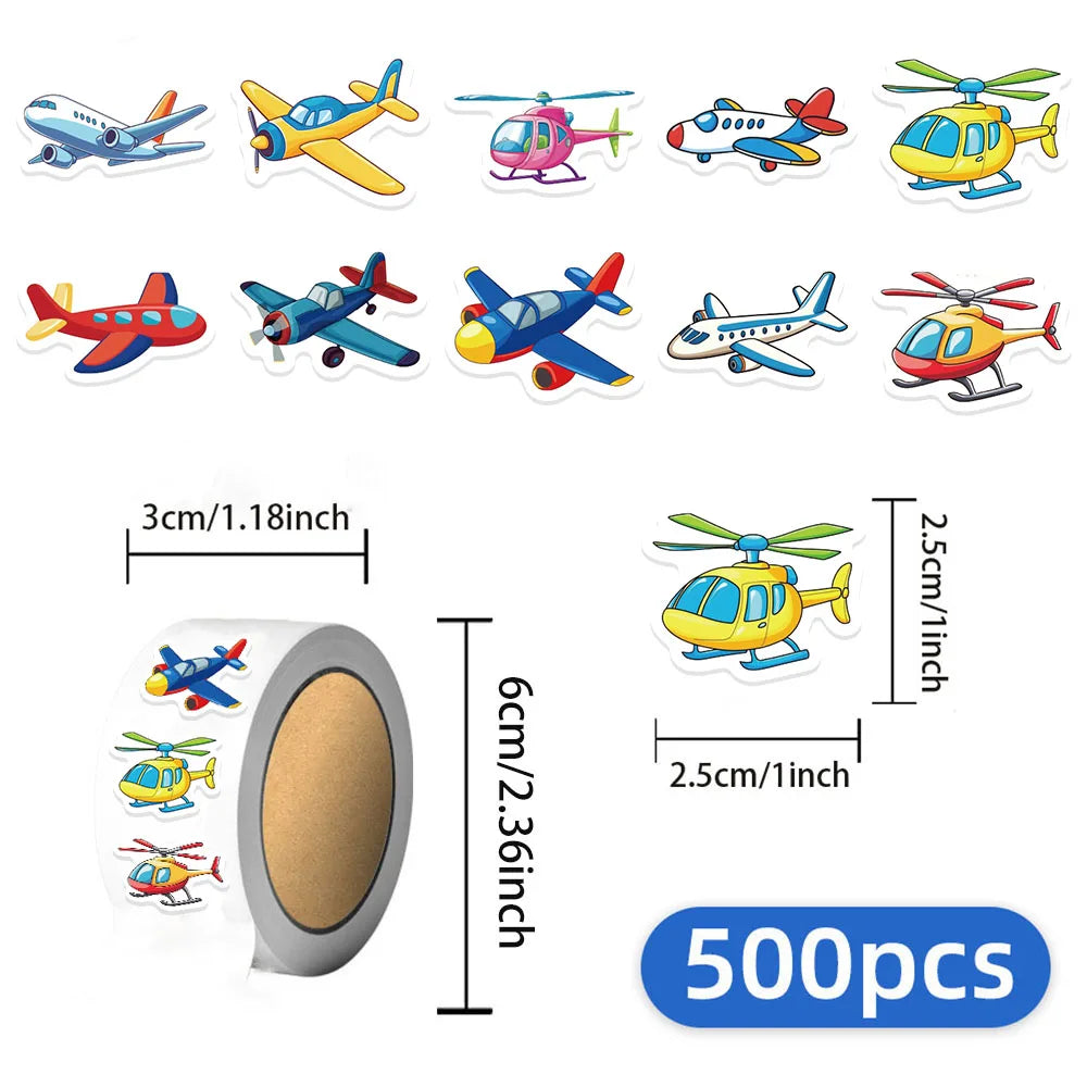 500PCS Cartoon Airplane Stickers Small Pattern Decoration DIY Pack Tablet Skateboard Water Cup Reward Toy Stickers