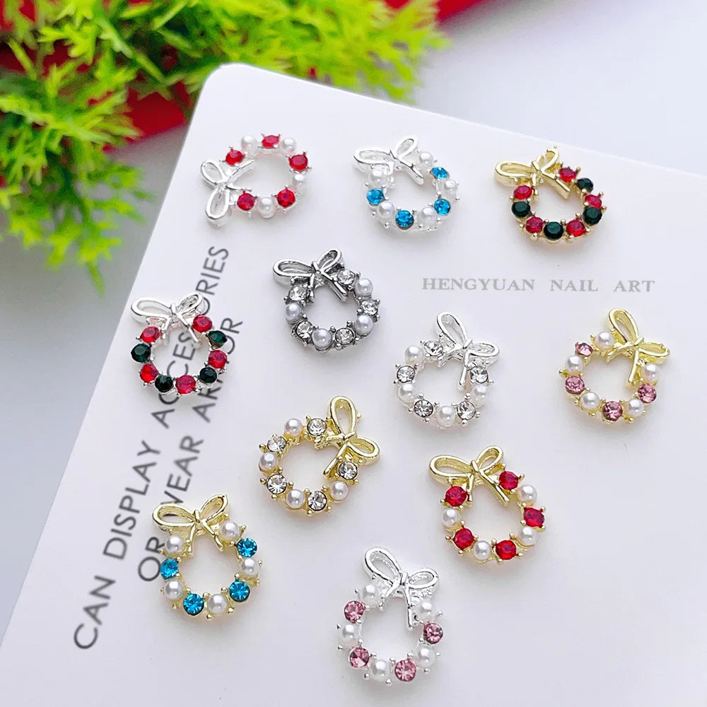 Luxury Stacked Nail Arts Accessories Mini Heart-shaped Axe-shaped Designs Nail Charms Pearl Rhinestones For 3D Nails Decorations