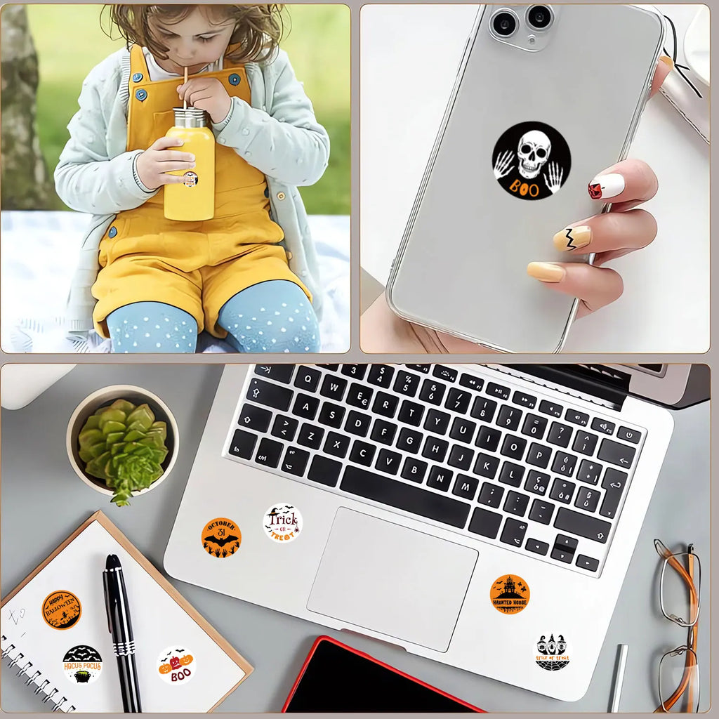 500Pcs Round Roll Cartoon Halloween Trick or Treat Pumpkin Stickers 2.5cm/1'' DlY Craft Decor Scrapbook Labels Gift Sealing