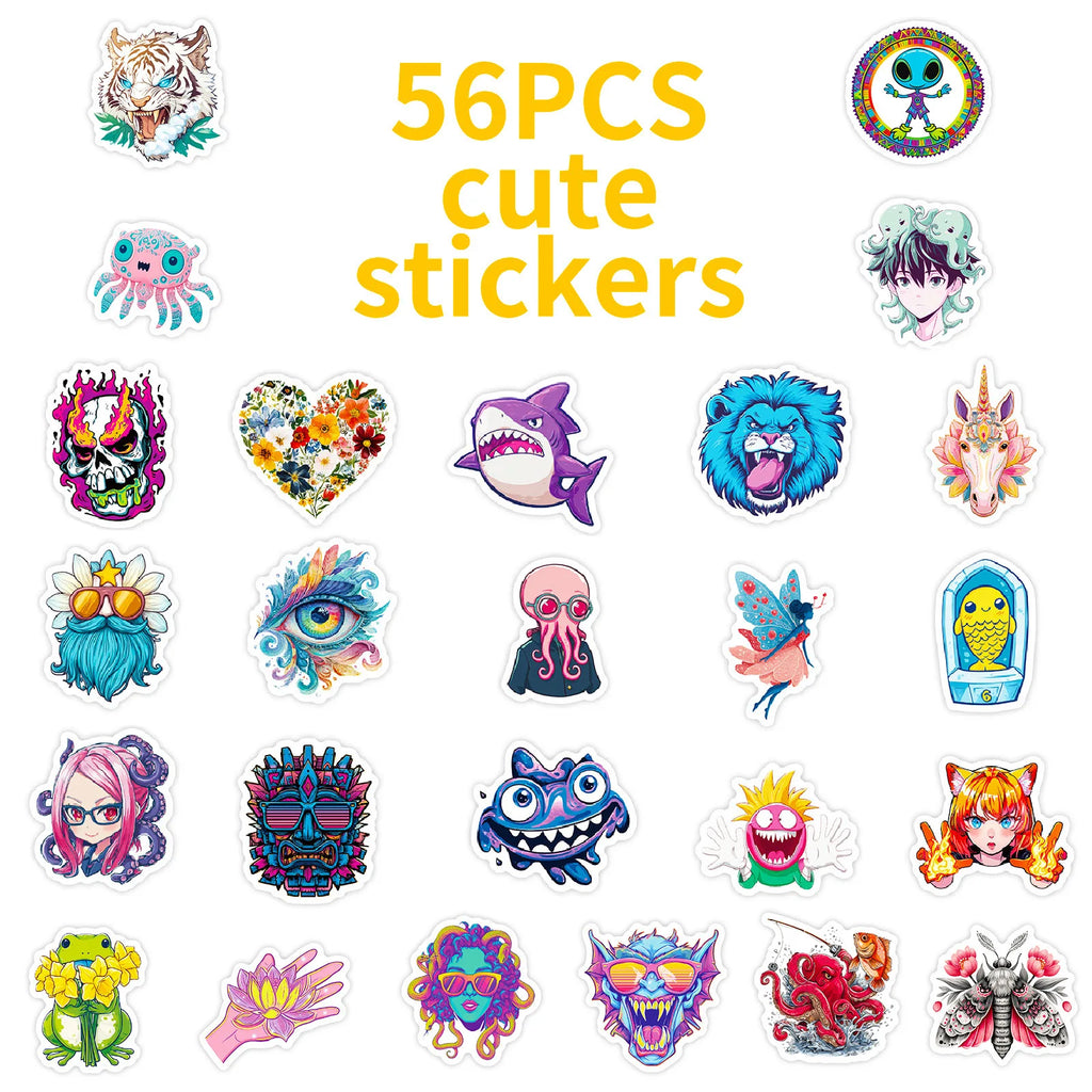 56/112 Pcs New Y2K Abstract Art Weird Funny Stickers DIY Room Furniture Envelope Notebook Stationery Box Helmet Skateboard Decal