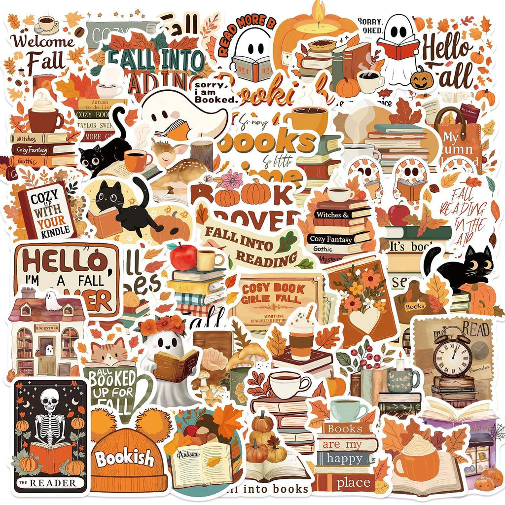 50/100PCS Cartoon Autumn Season Bookworm Graffiti Stickers Decoration Guitar Notebook Luggage DIY Cross border Waterproof