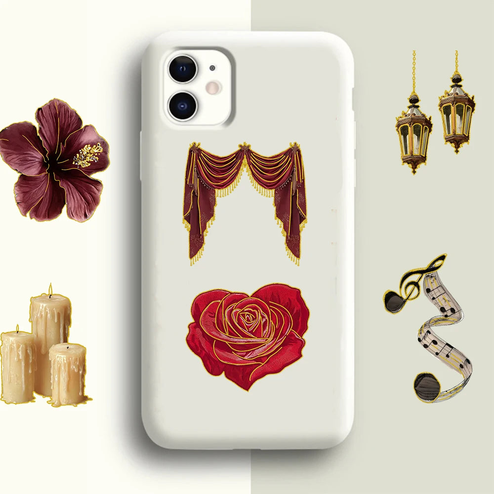50PCS Retro European Court Style Red Gold Decorative Stickers Computer Scrapbook Refrigerator Phone Case Decorative Stickers