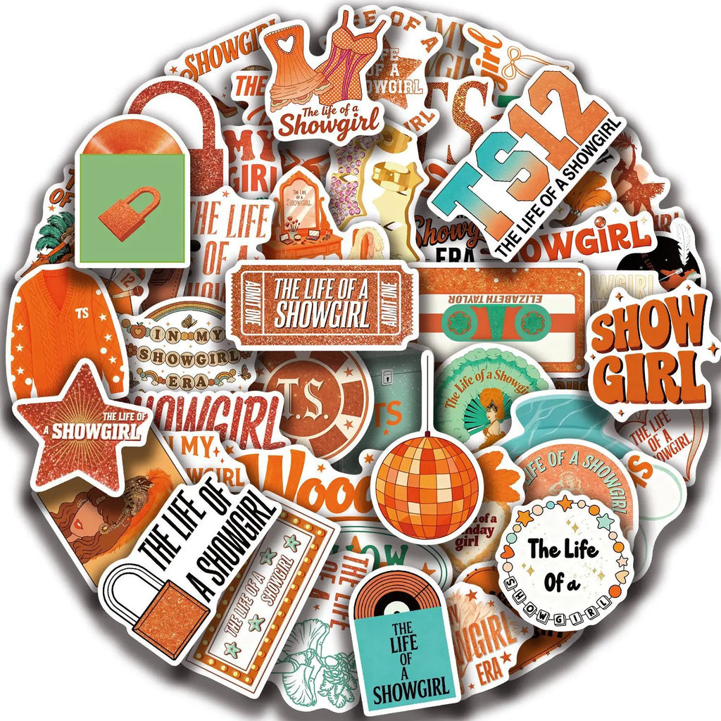 50Pcs Pack Performing Girl Doodle Stickers, Phone Case Stationery Notebook Guitar Fridge Luggage Waterproof DIY Decals
