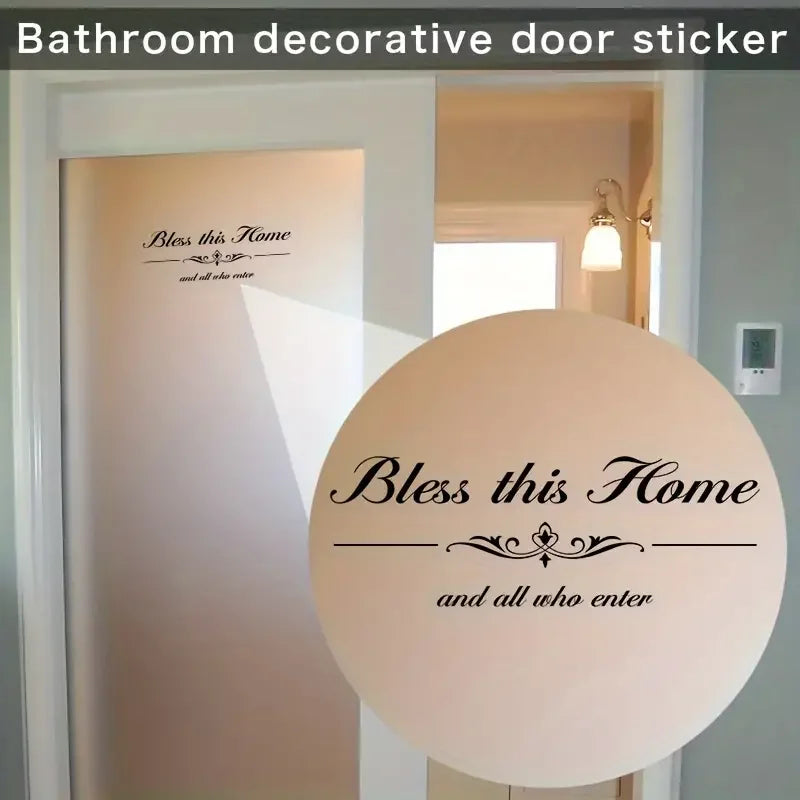 1pc Bless This Home And All Who Enter English Sticker, Vinyl Separated Letters Decal, Wall Quote Sticker, Home Entryway Letterin