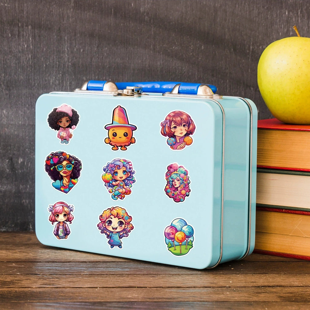 50/100PCS Colorful Candy Girl Graffiti Stickers Luggage Phone Computer Decor Stickers Waterproof Creative Stationery Sticker