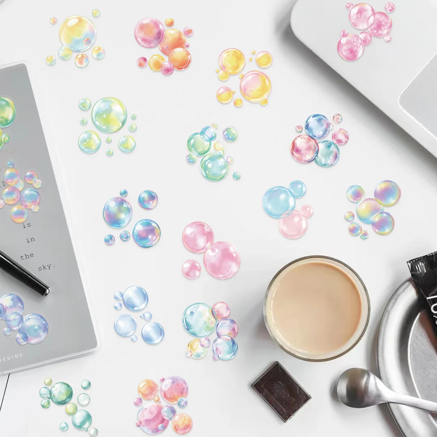 50/100PCS Cartoon Dream Bubble Sticker Pack Waterproof Transparent PET Decoration Guitar Notebook Stationery Stickers
