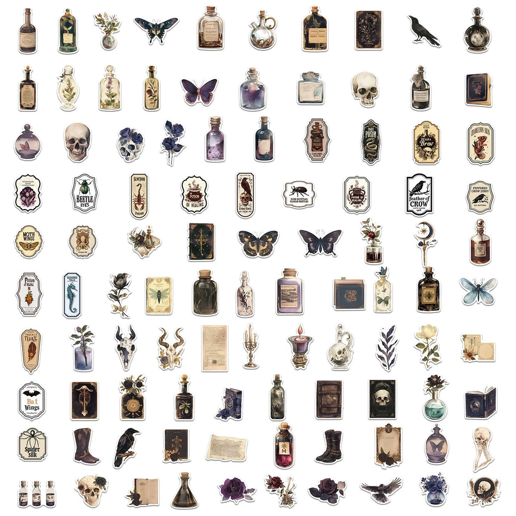50-100pcs Dark Aesthetic Diary Stickers Graffiti Horrible Decals For Phone Laptop Skateboard Suitcase Guitar Waterproof Sticker