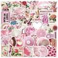 10/30/50PCS Kawaii Pink Angel PVC Sticky Sticker Aesthetic Stationery DIY Children's Decoration Scrapbooking School Supplies