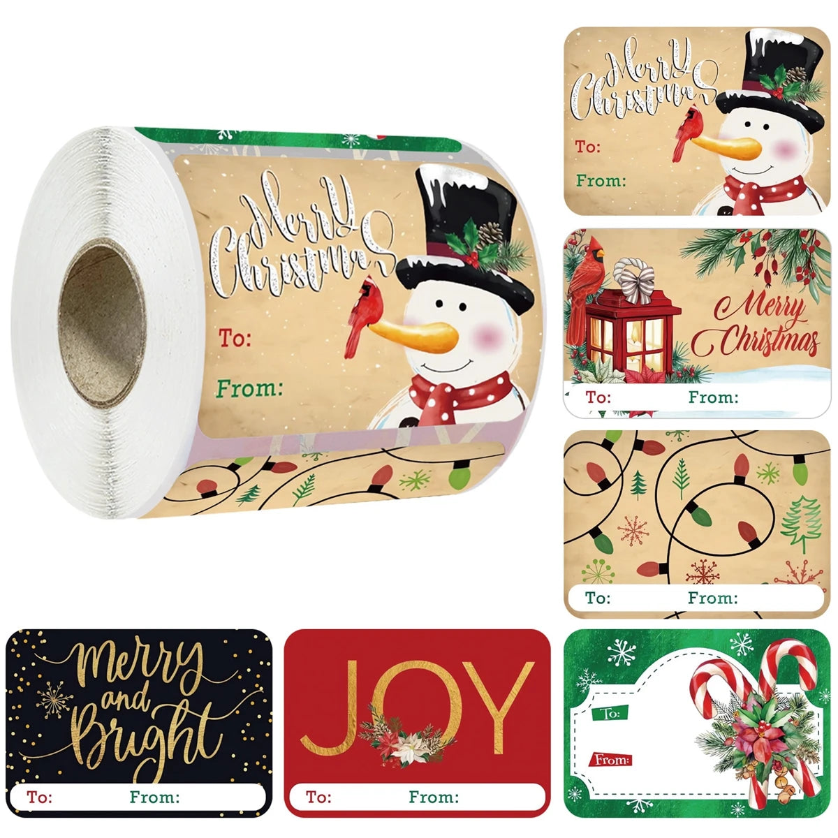 250pcs/roll 5*7.5cm Merry Christmas Decorative stickers for Presents Wrapping Christmas Gift Name Tag Stickers Snowman Label