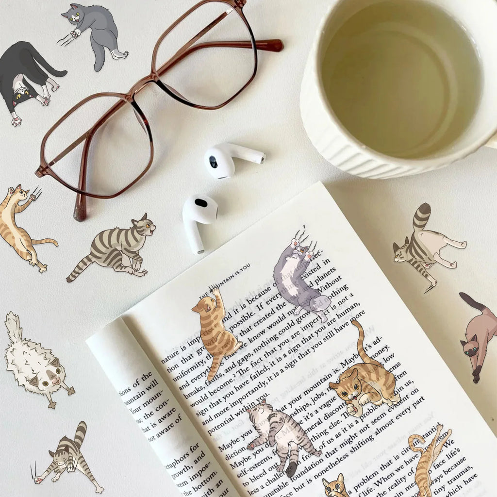 50/100PCS Transparent PET Cartoon Cat Scratch Stickers Self Adhesive Waterproof Decor Guitar Helmet Notebook Stationery Stickers