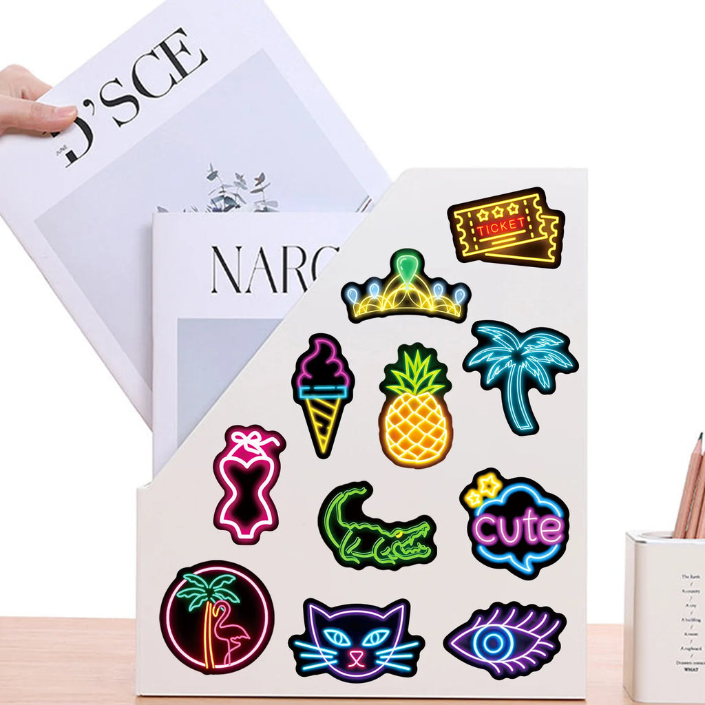 50-Pack Cute Neon Cartoon Graffiti Stickers Waterproof Decorative Decals for Laptop Skateboards Mobiles Suitcases Helmets
