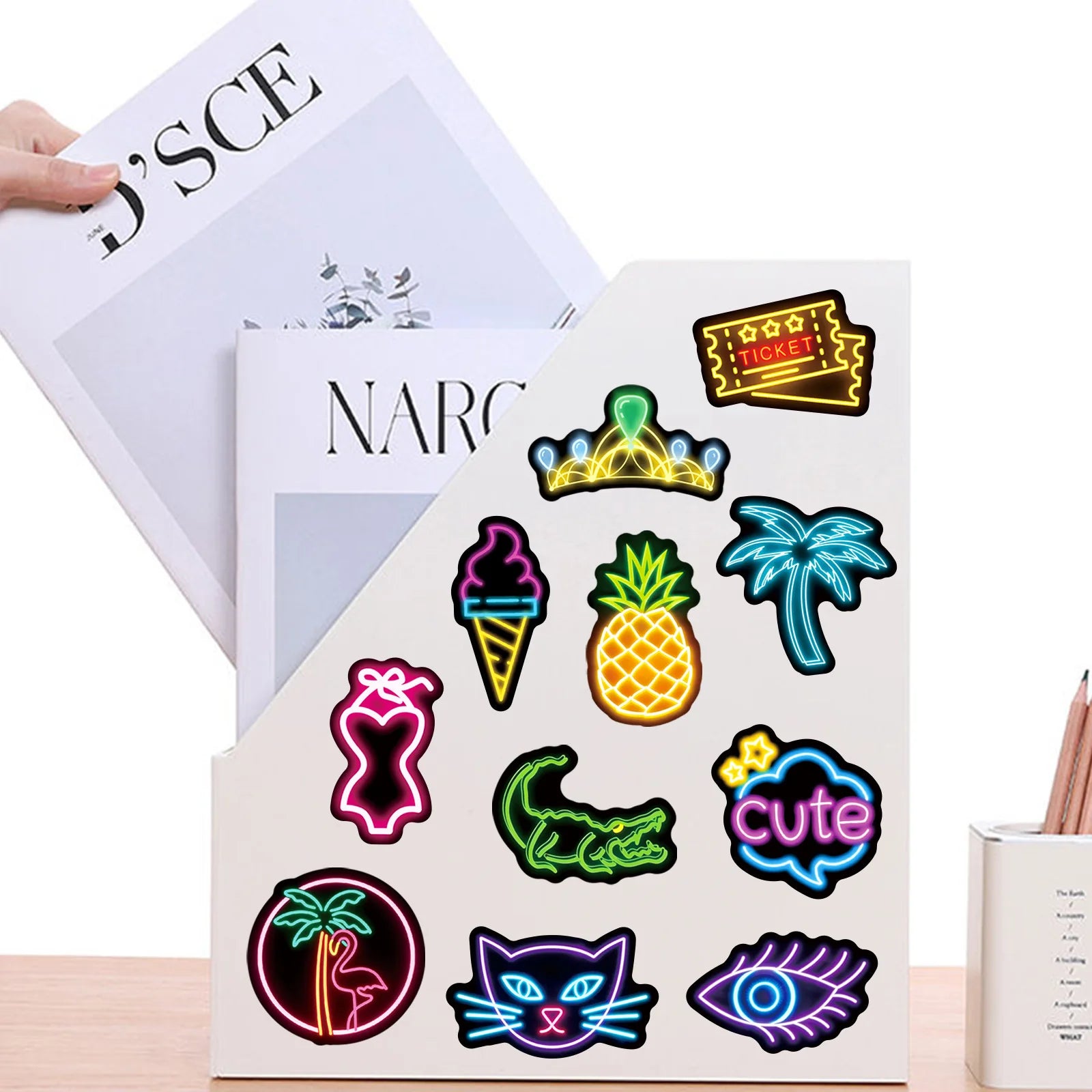 50-Pack Cute Neon Cartoon Graffiti Stickers Waterproof Decorative Decals for Laptop Skateboards Mobiles Suitcases Helmets